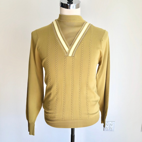 MOD 1960s Puritan Mock Neck Knit Pullover S