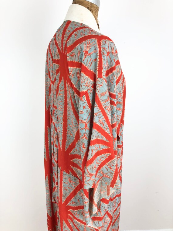 1940s Dyed Orange and Grey Silk Kimono S M - image 8