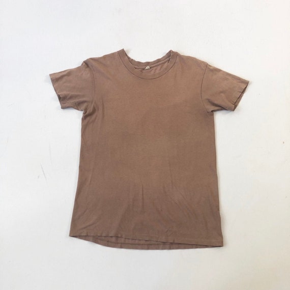 1960s Brown Cotton Military T Shirt S