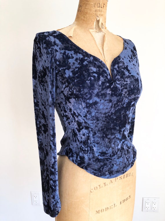 HOT 1990s Le Chateau Crushed Velvet Top M