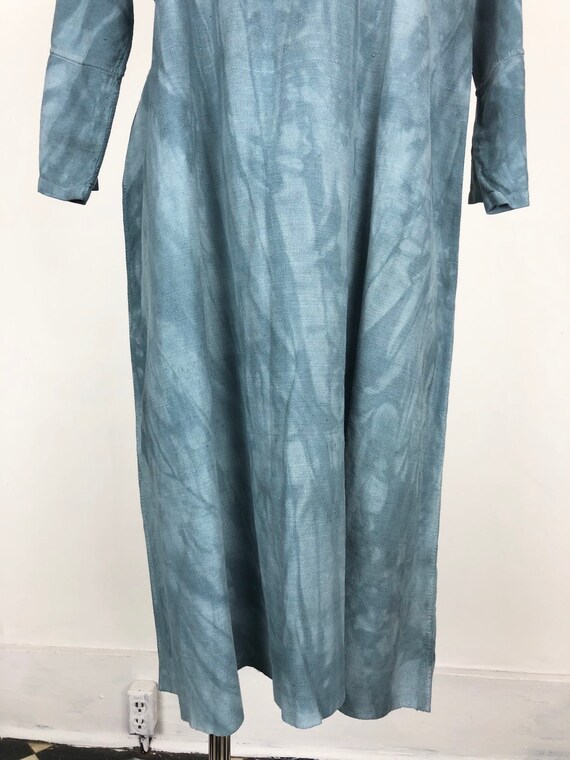 Indigo Dyed Antique French Linen Tunic Dress S - image 10