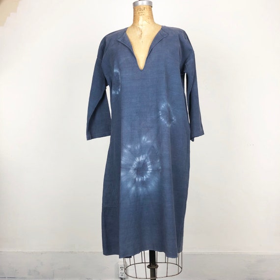 Antique Indigo Dyed French Linen Tunic S