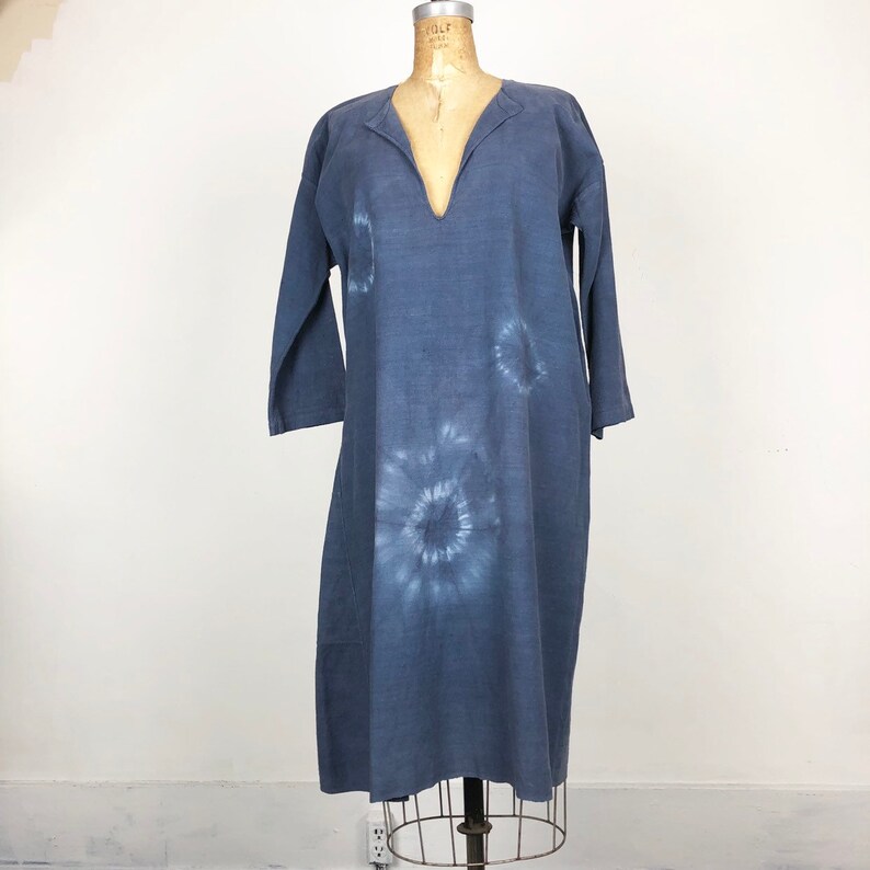 Antique Indigo Dyed French Linen Tunic S image 1