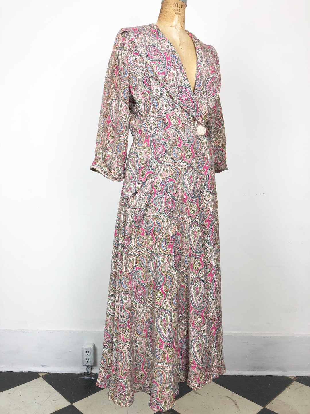 GORGEOUS 1940s Paisley Rayon Wrap Dressing Gown S - Etsy