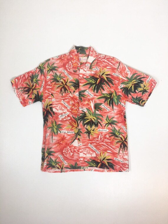 1960s Pink Rayon Hawaiian Shirt
