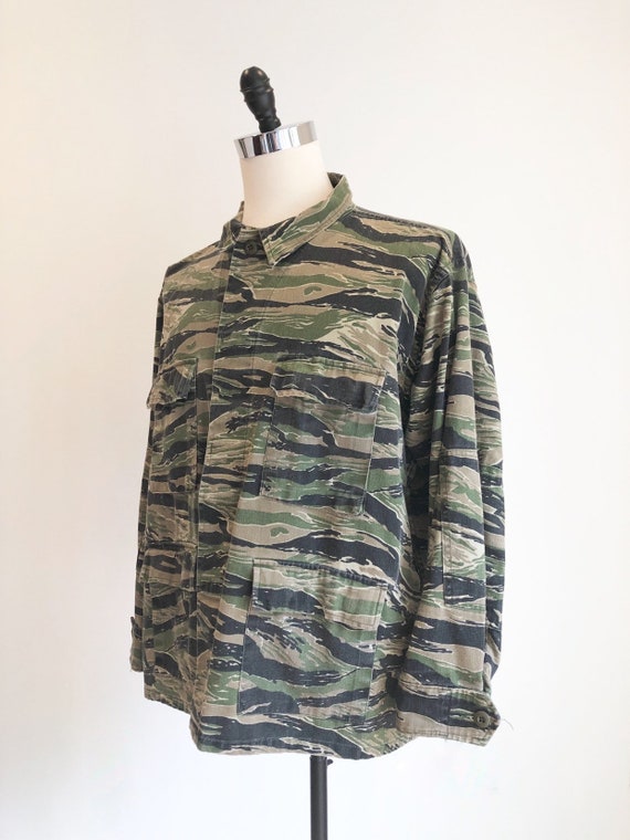 1980s Tiger Camo Military Jacket XL