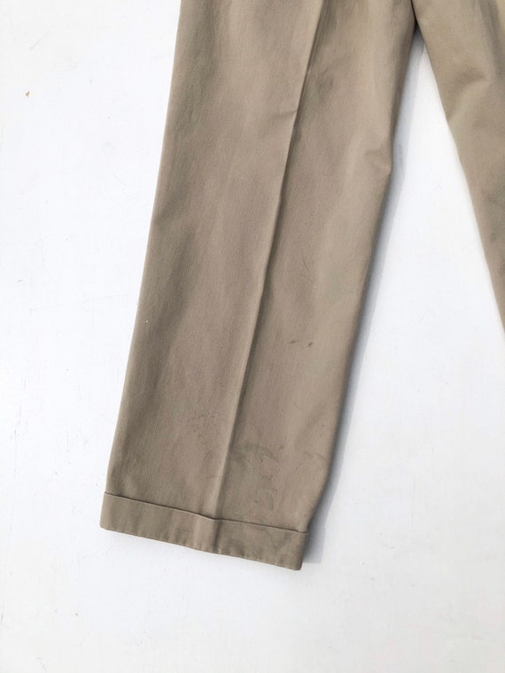 1980s Frank Stella Khaki Cotton Military Style Tr… - image 4