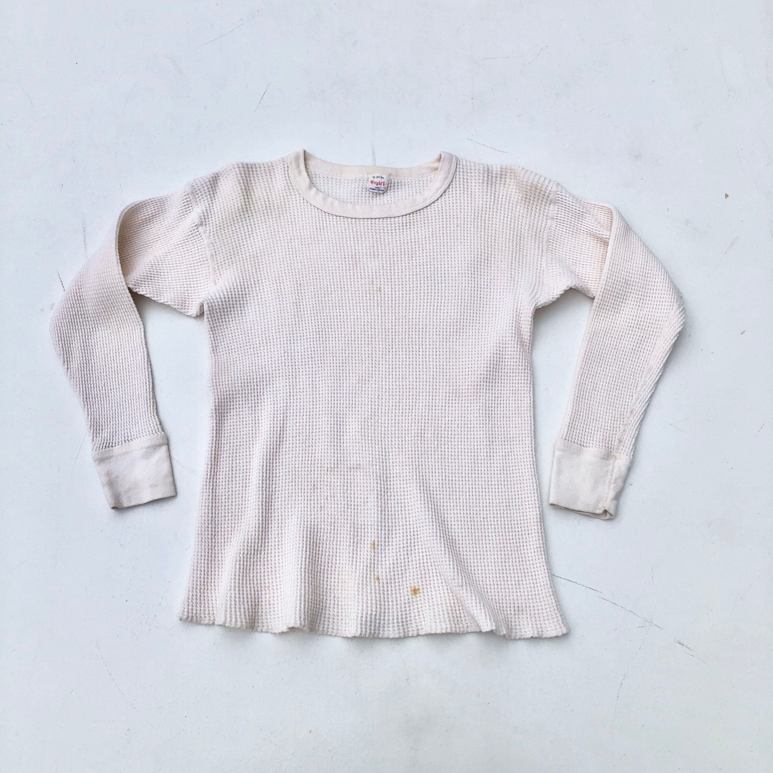 1960s Wrights Cotton Waffle Thermal Shirt M Etsy