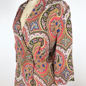 1940s Paisley Cold Rayon Wrap Front Dress M image 4