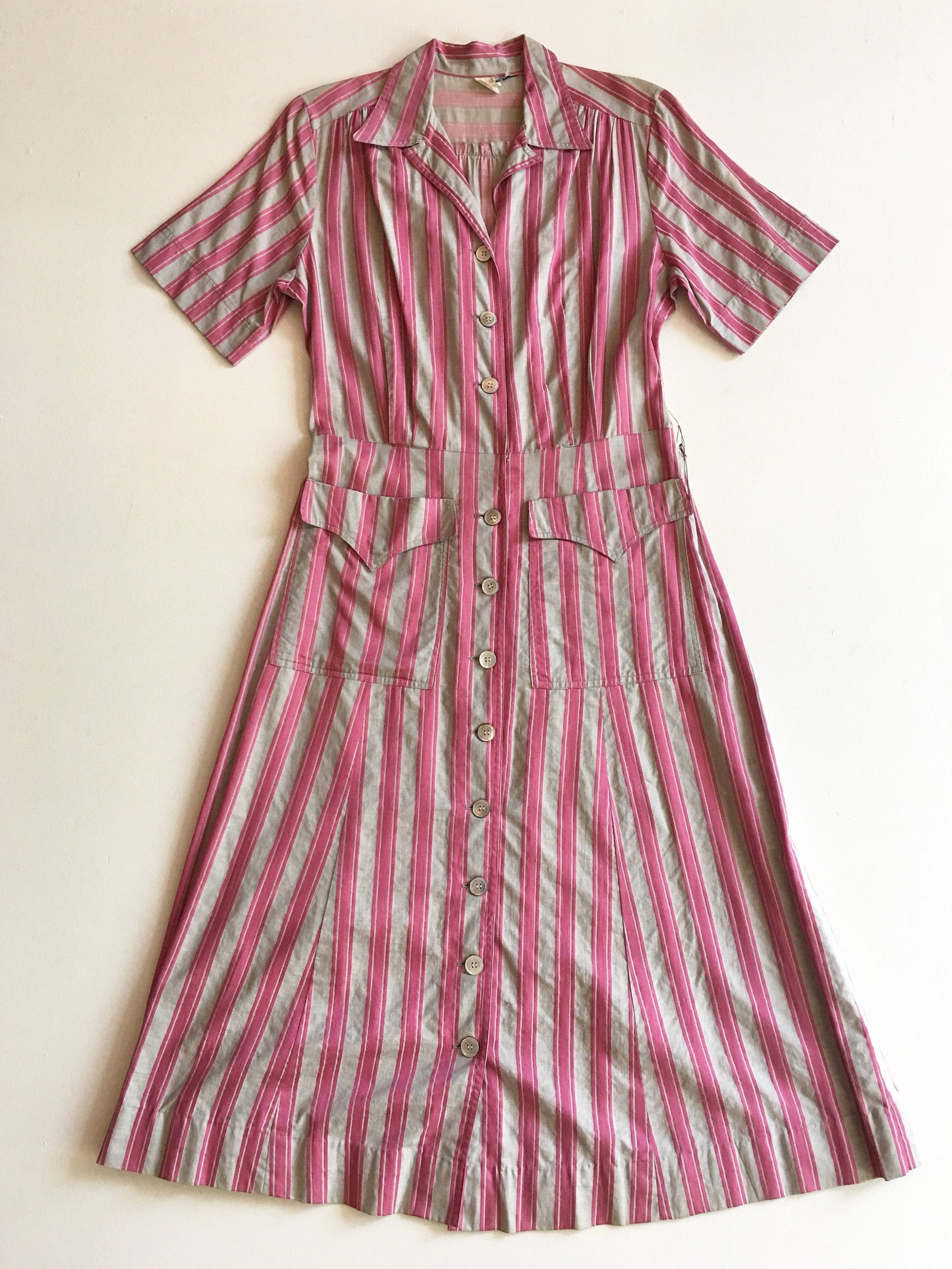 Pink and white striped shirt best sale dress