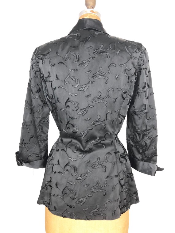 KILLER 40s Black Brocade Peplum Jacket W/ Rhinest… - image 7