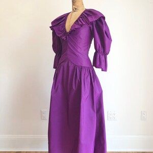 GORGEOUS 1980s Helene Sidel Purple Taffeta Ruffle Dress - Etsy