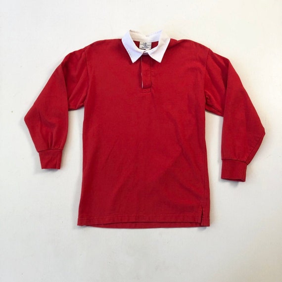 Deadstock 1980s Red Cotton Rugby Shirt S