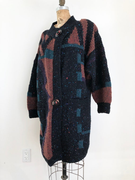 Amazing 1990s Sandra Miller Oversized Wool Cardiga