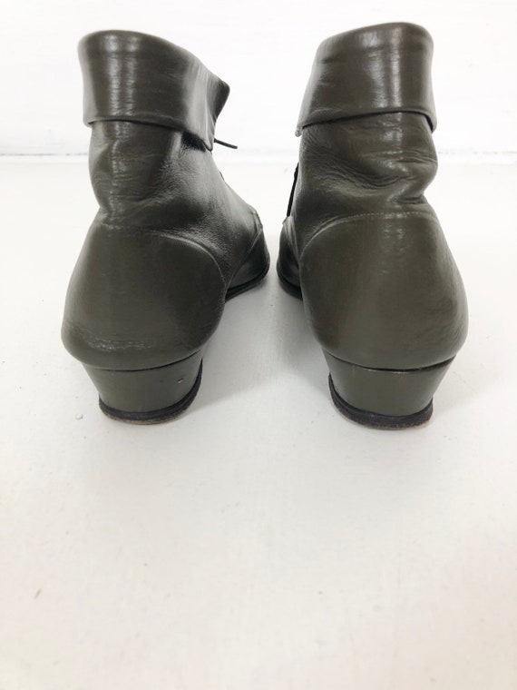 COOL 1990s Grey Leather Wedge Ankle Boots 7 - image 6