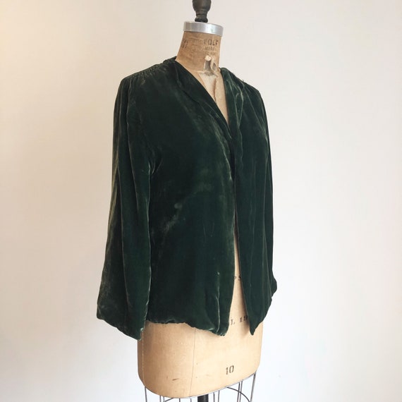 1930s Emerald Green Silk Velvet Jacket S