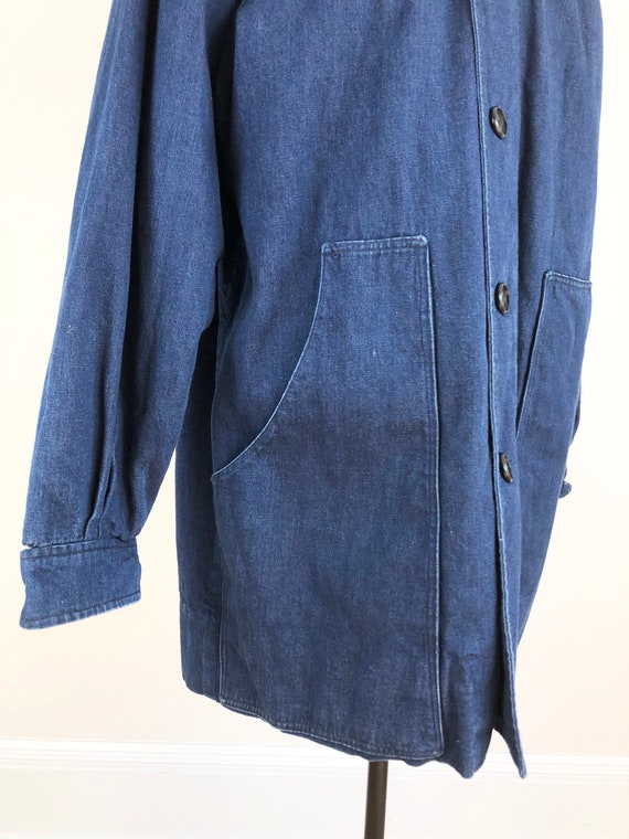 1990s Oversized Denim Zip Coat L - image 6