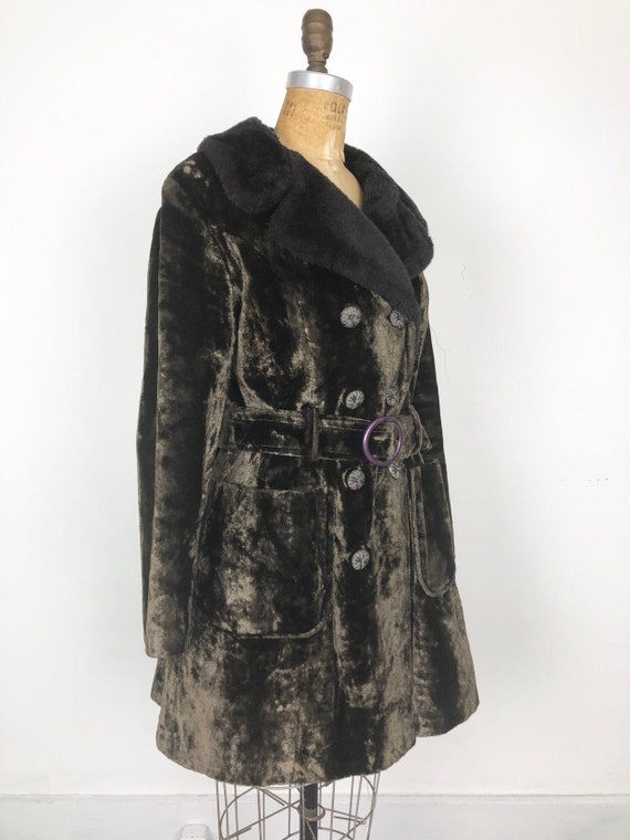 1970s Brown Faux Fur Coat S