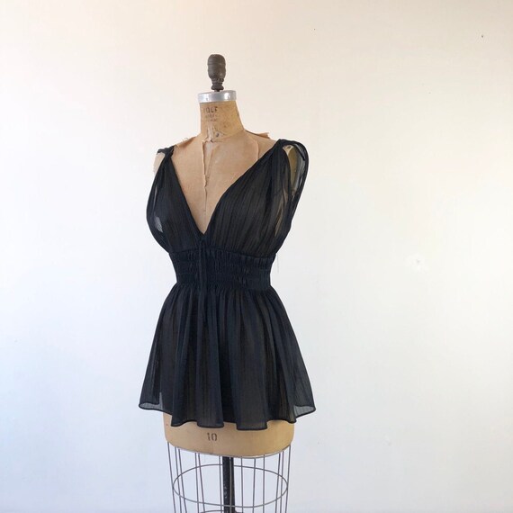 SEXY 1970’s Fredericks of Hollywood Sheer Black Pe
