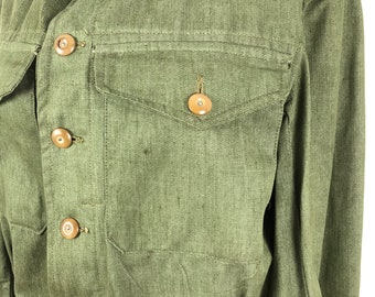 ジャケット・アウター 50s BritishArmy GreenDenim BD Jacket 1950s British Military Green Cotton Jacket S - Etsy