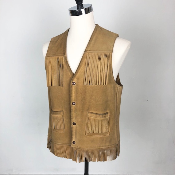 FREE BIRD 70s Fringe Suede Vest L