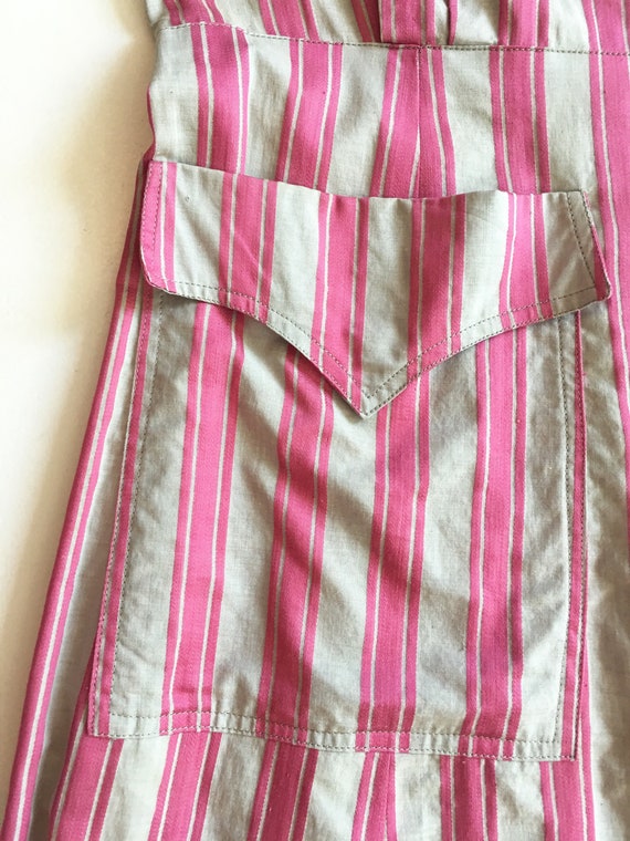 Sweet 1940s Pink and Grey Striped Cotton Shirt Dr… - image 6