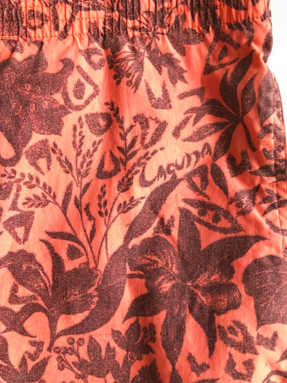 1990s Laguna Orange Floral Swim Trunks L - image 4