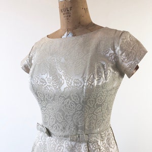 GORGEOUS 1960s Ivory Brocade Cocktail Dress M image 6