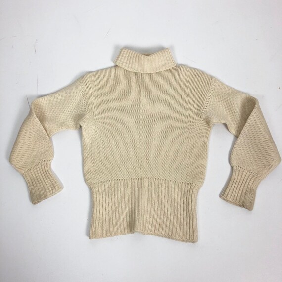 FABULOUS 1940s Ivory Wool Cropped Turtleneck Sweat