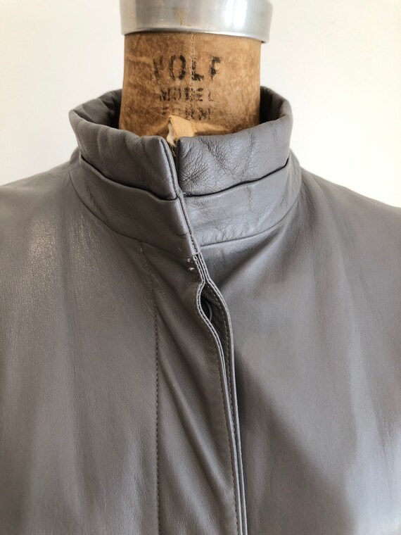 Killer 1970s Vera Pelle Grey Leather Jacket M - image 3