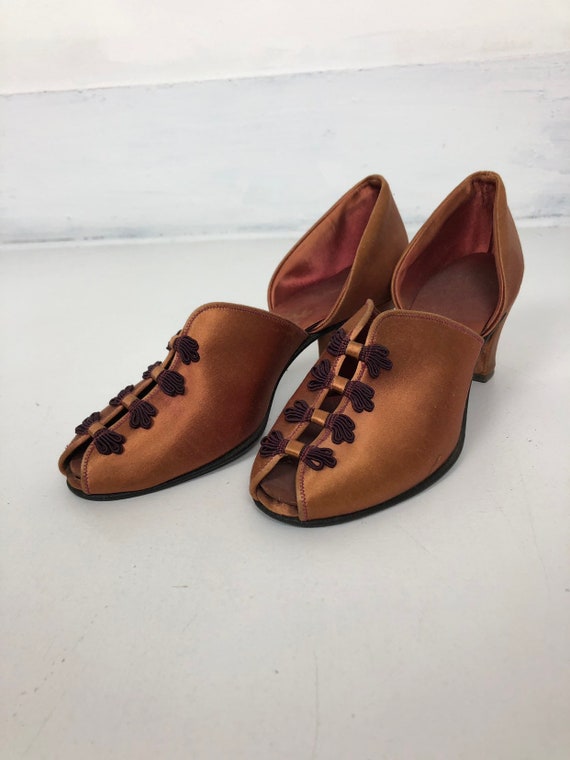 FABULOUS 1940’s Daniel Green Mauve Satin Pumps 7.5