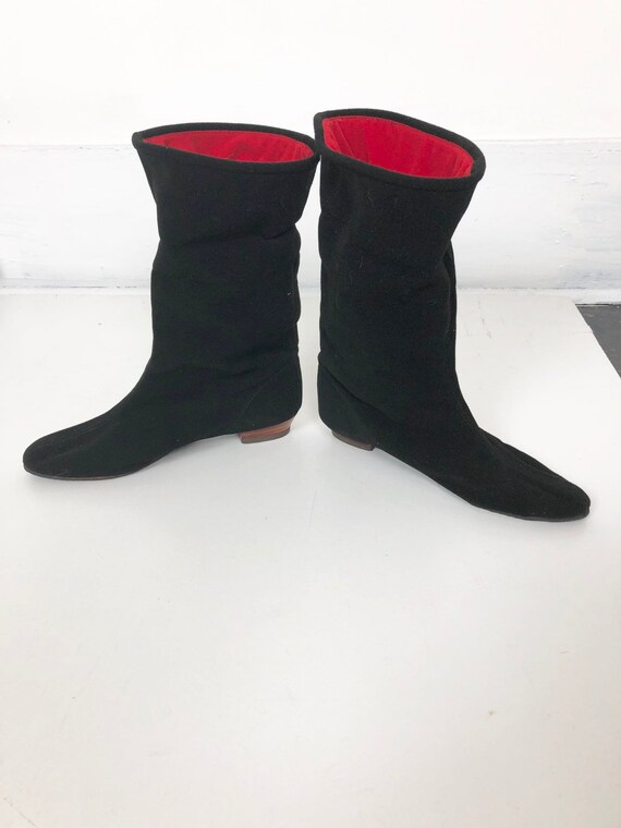 KILLER 50s Black and Red Wool Ankle Boots 6.5 - image 3