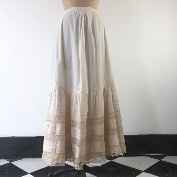 Antique Victorian Cotton and Lace Maxi Skirt XS - image 1