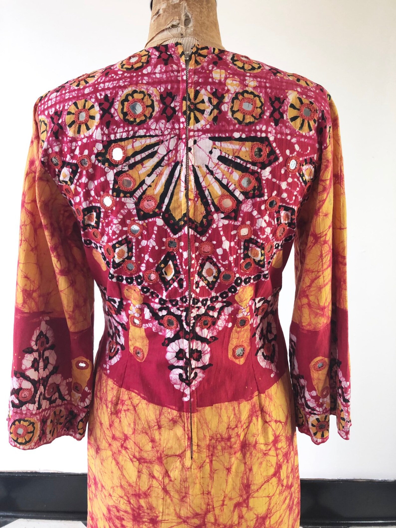 Ramona Rull 1970s Mirrored Batik Cotton Maxi Dress S M - Etsy