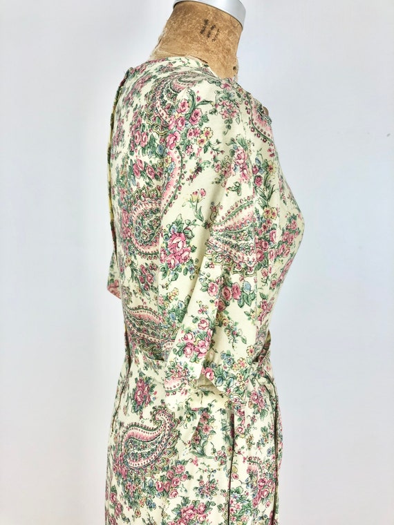 1970s Ragtime Floral Paisley Rayon Dress S - image 10