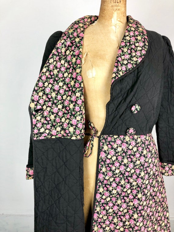 Adorable 1940s Quilted Floral Duster M - image 4