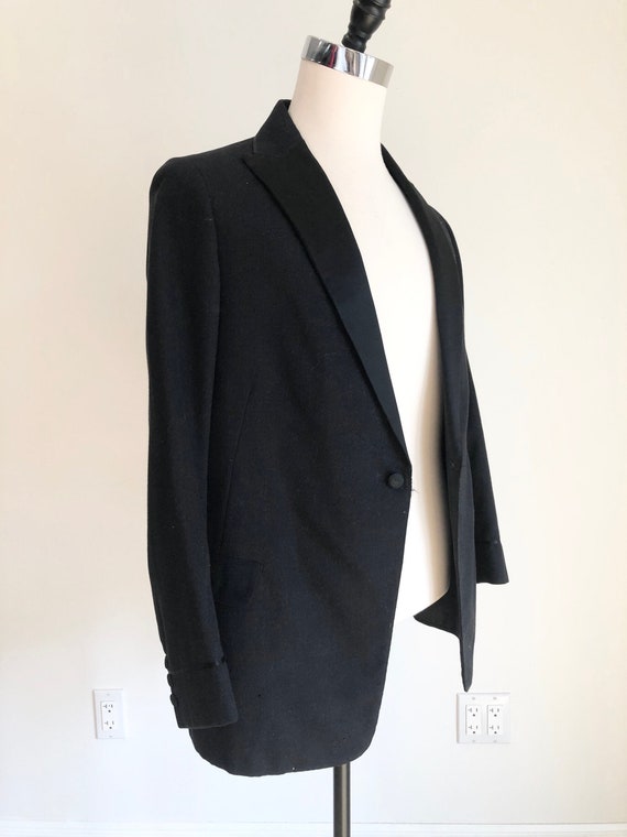 1920s Black Wool Tuxedo Jacket S