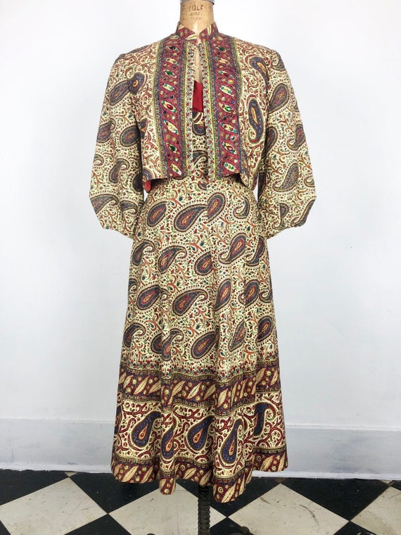 1950's Indian Cotton Paisley 2 Pc Stunner Dress Se