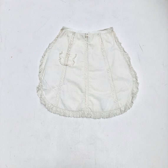 Antique Victorian White Lace Cotton Apron - image 1