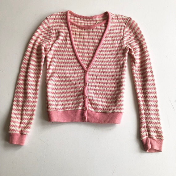 ADORABLE 1960s Pink and White Striped Cotton Knit 