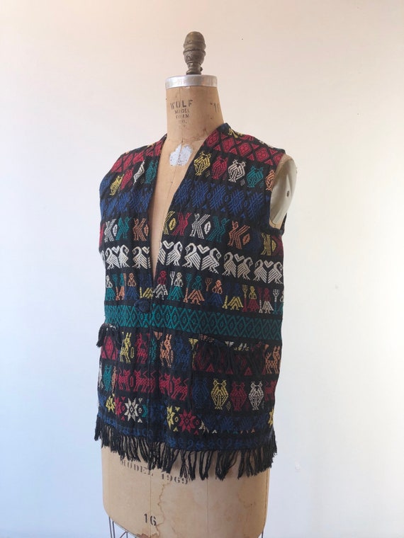 1960s Guatemalan Woven and Embroidered Vest M