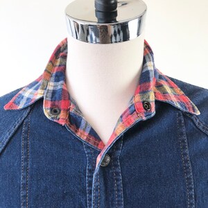 CUTE 1980s Flannel Collar Stranger Things Denim Jacket M image 3