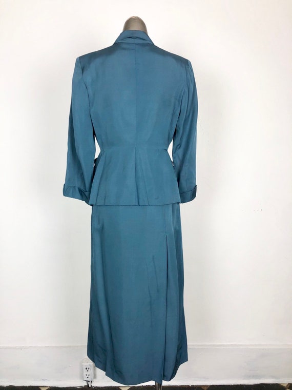 Amazing 1940’s Teal Rayon Skirt Suit From Finland… - image 7