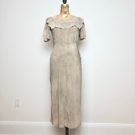 Amazing 1930s Over Dyed Embroidered Silk Eyelet D… - image 2