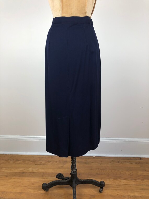 1940s Navy Blue Rayon Gabardine Skirt Suit Set M - image 8