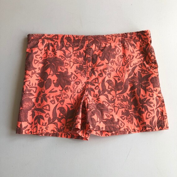 1990s Laguna Orange Floral Swim Trunks L - image 1