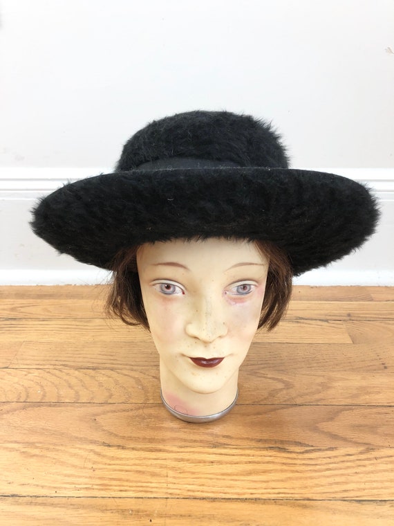 1940s Knox Fuzzy Black Felt Fedora Hat 6 3/4 - image 3