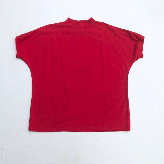 CUTE 1980s Red Cotton Knit Shirt L - image 1