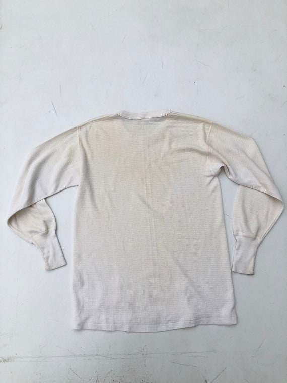 1950s White Cotton Thermal Top M - image 5