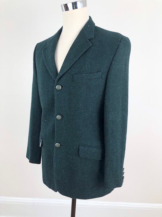 1990s Versus Gianni Versace Green Wool Suit Jacke… - image 1